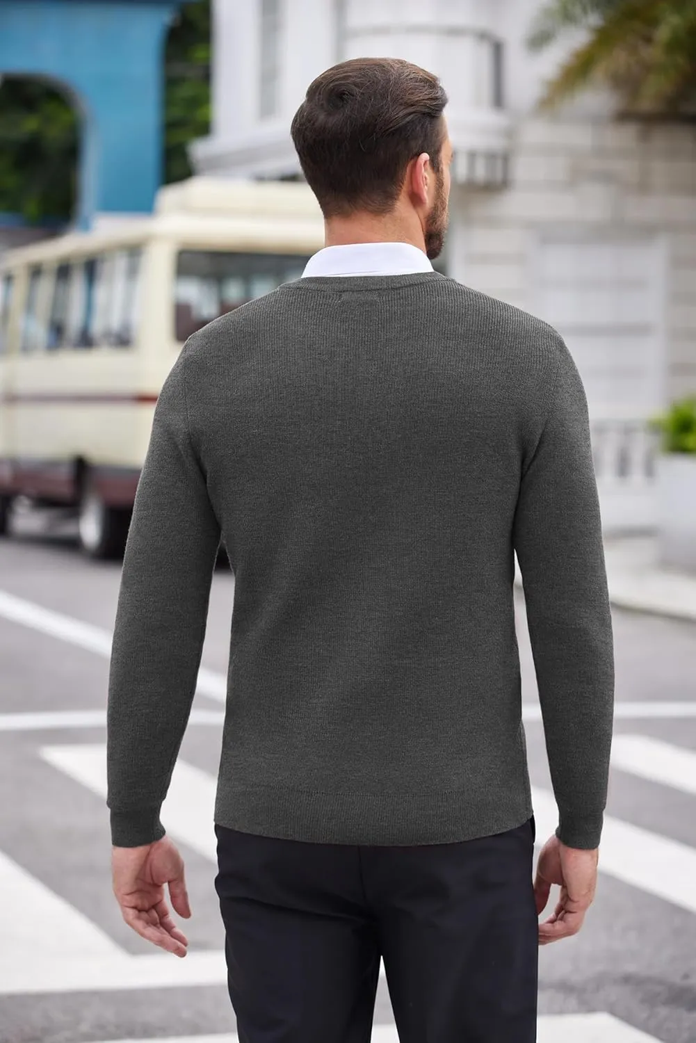COOFANDY Men V Neck Dress Sweater Knit Long Sleeve Casual Slim Fit Pullover Sweater