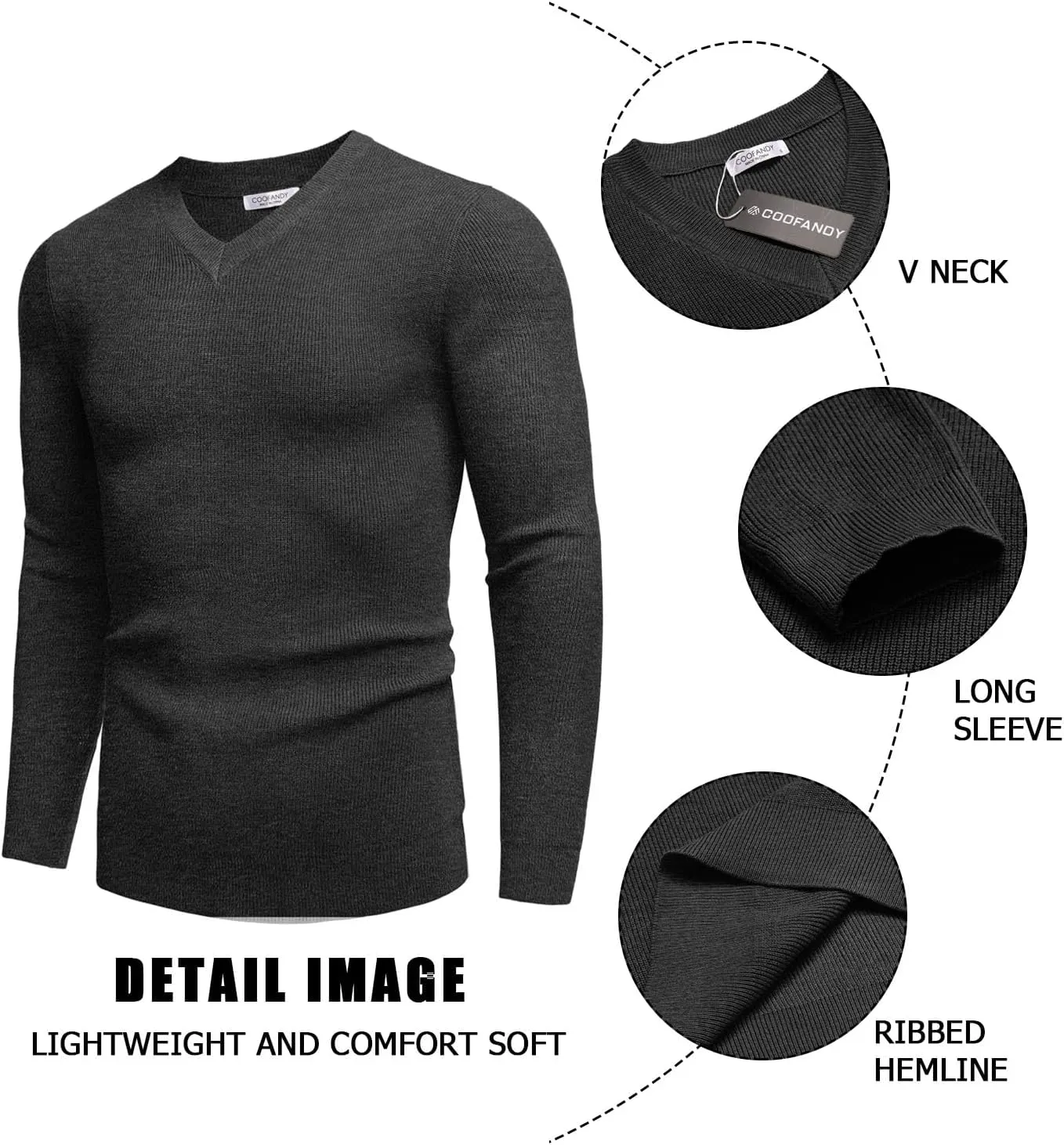 COOFANDY Men V Neck Dress Sweater Knit Long Sleeve Casual Slim Fit Pullover Sweater