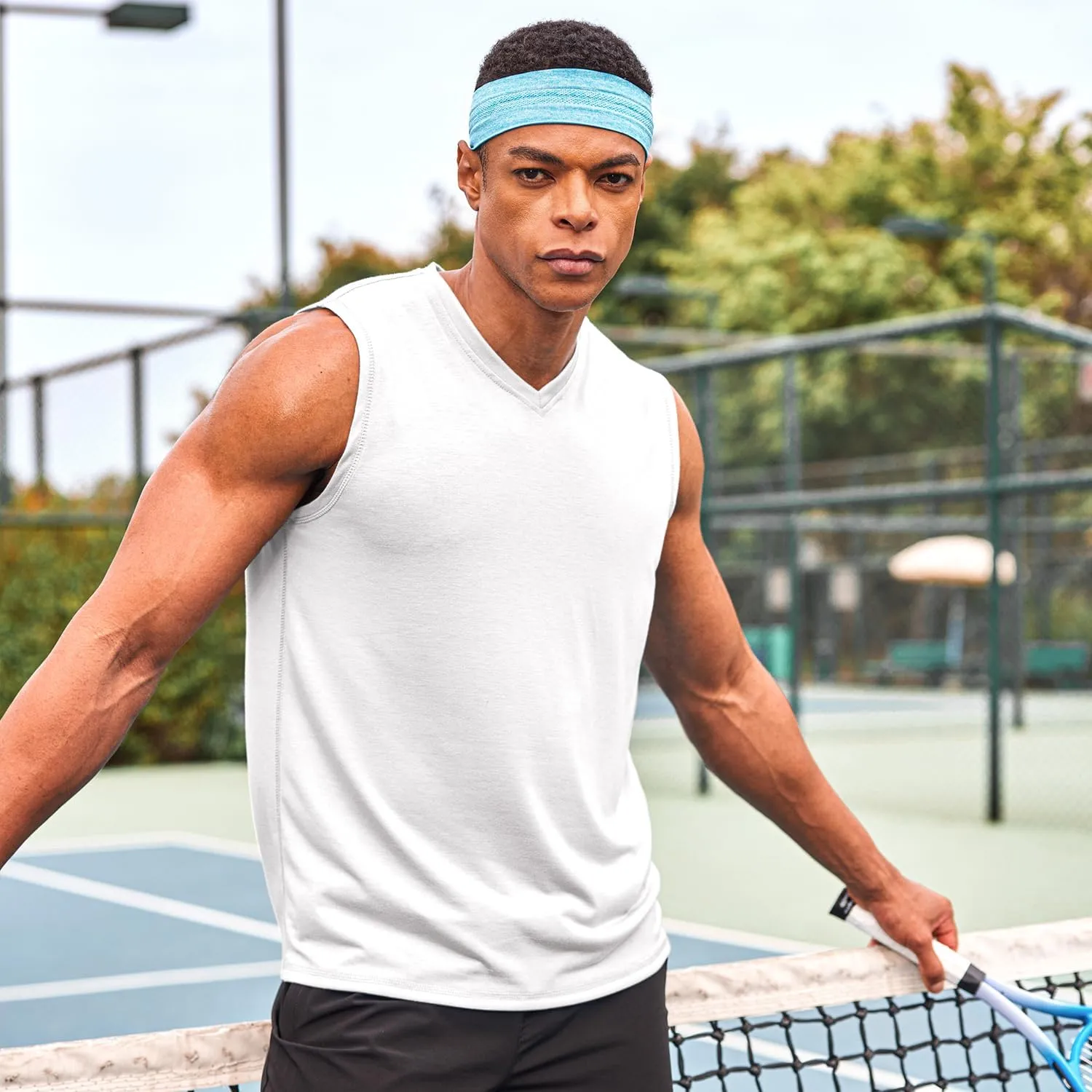 COOFANDY Men's 3 Pack Workout Tank Tops Gym Sleeveless Shirts V Neck Bodybuilding Muscle Tee Shirt