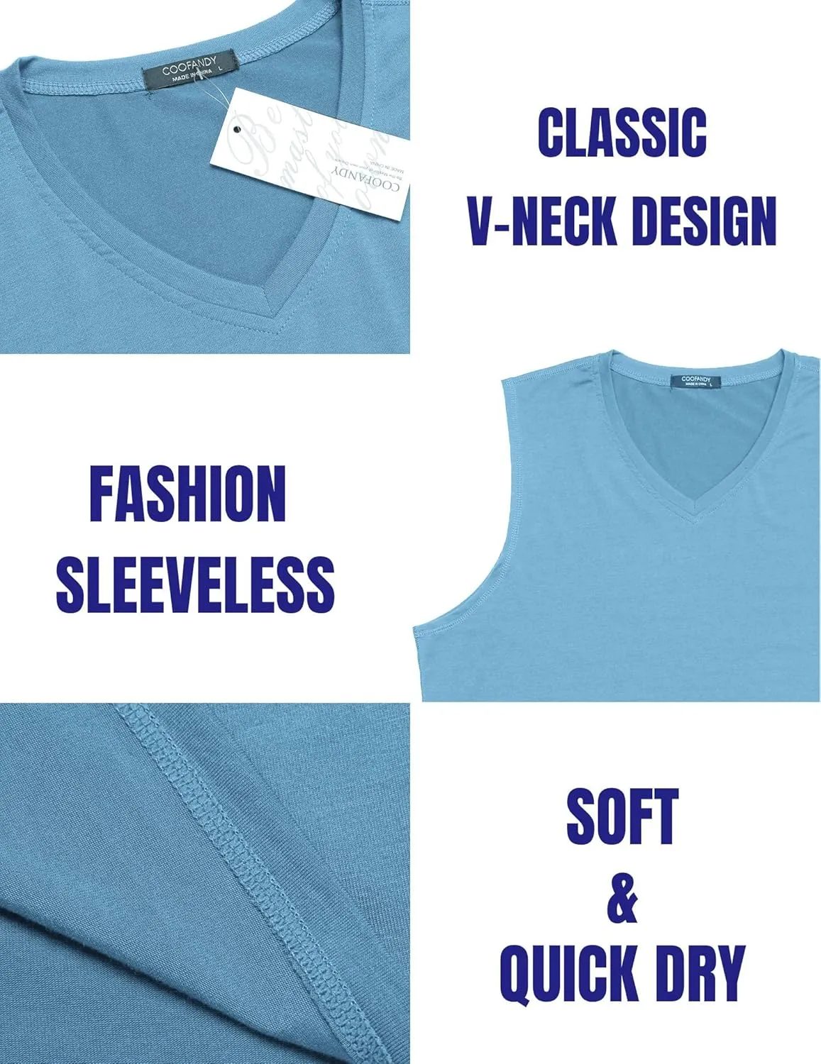 COOFANDY Men's 3 Pack Workout Tank Tops Gym Sleeveless Shirts V Neck Bodybuilding Muscle Tee Shirt