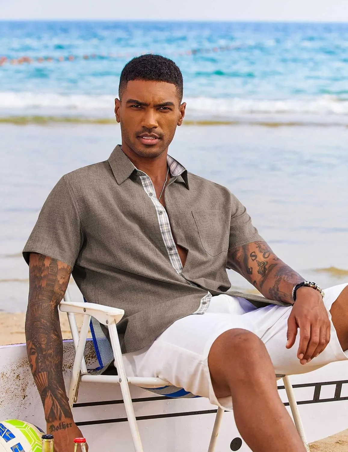 COOFANDY Men's Button Down Shirts Short Sleeve Casual Shirts Summer Beach Shirts Vacation Wedding Shirts with Pocket