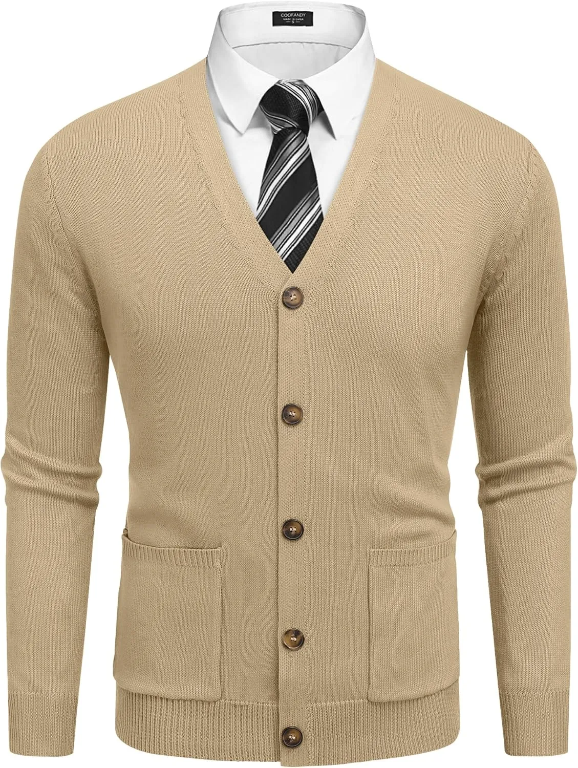 COOFANDY Men's Cardigan Sweater Long Sleeve Casual V Neck Button Down Knitted Sweater with Pockets