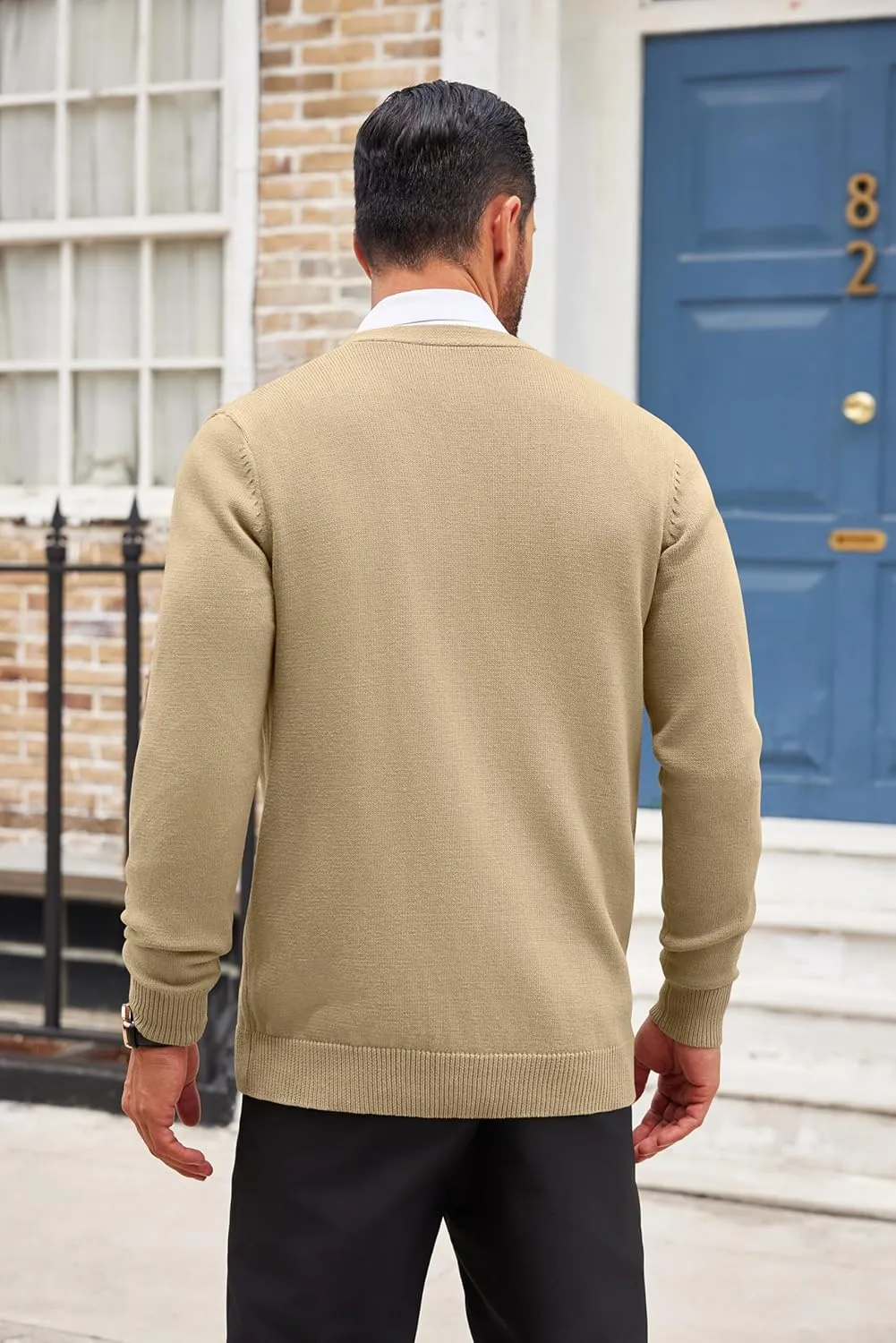 COOFANDY Men's Cardigan Sweater Long Sleeve Casual V Neck Button Down Knitted Sweater with Pockets