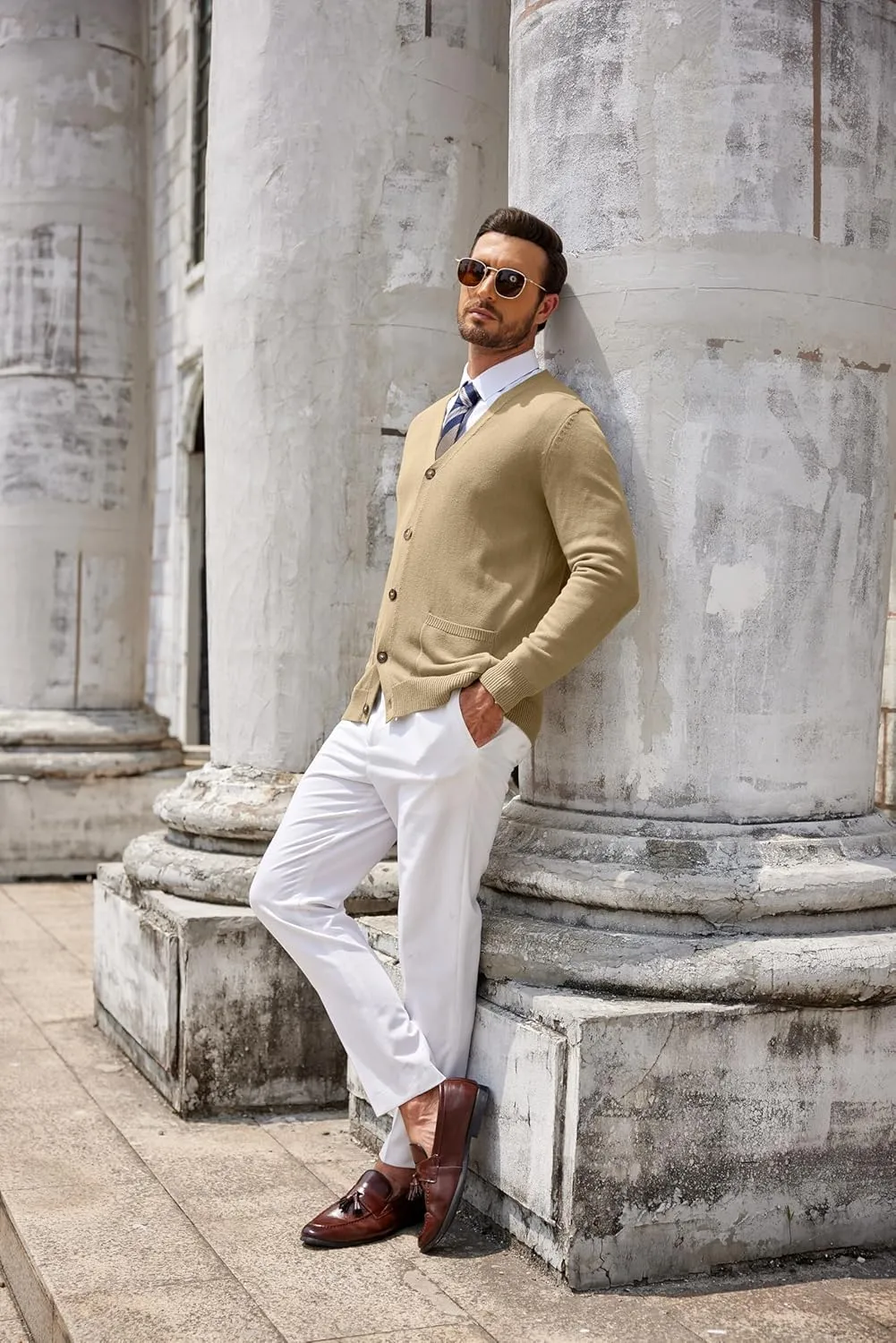 COOFANDY Men's Cardigan Sweater Long Sleeve Casual V Neck Button Down Knitted Sweater with Pockets