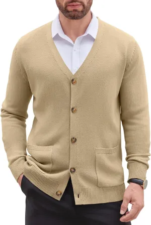 COOFANDY Men's Cardigan Sweater Long Sleeve Casual V Neck Button Down Knitted Sweater with Pockets