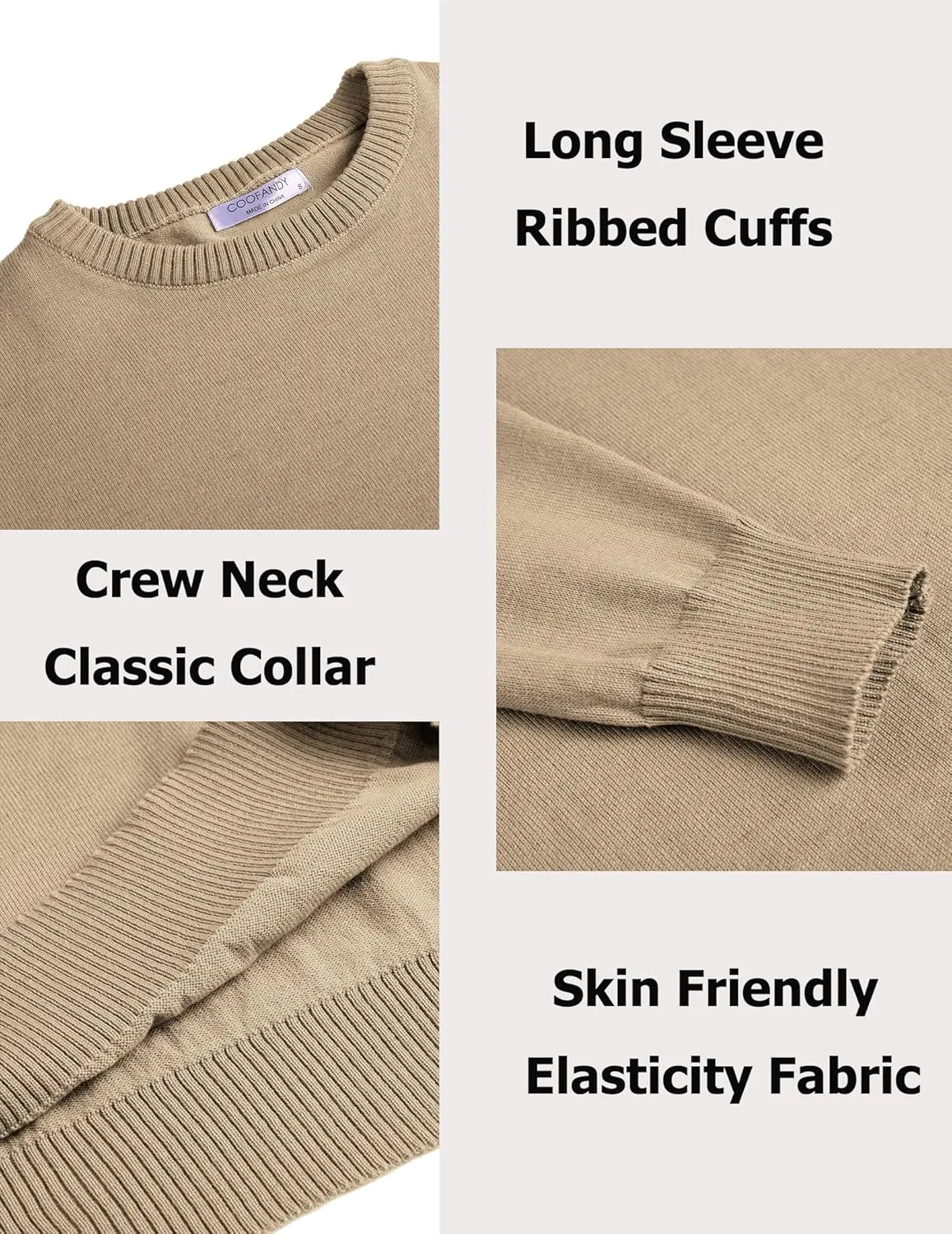 COOFANDY Men's Dress Crew Neck Sweater Lightweight Sweatshirts Knitted Pullover Casual Fashion Long Sleeve Sweater