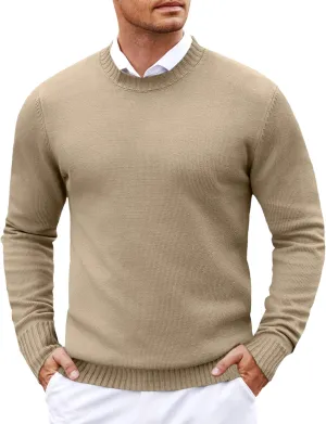 COOFANDY Men's Dress Crew Neck Sweater Lightweight Sweatshirts Knitted Pullover Casual Fashion Long Sleeve Sweater