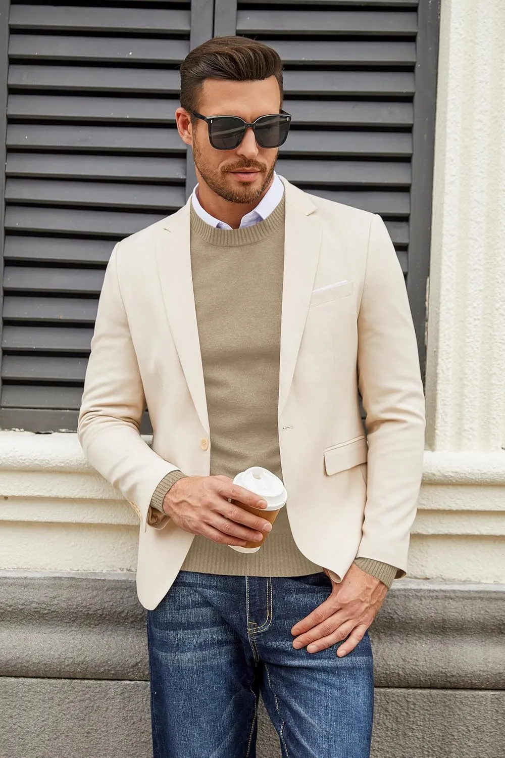COOFANDY Men's Dress Crew Neck Sweater Lightweight Sweatshirts Knitted Pullover Casual Fashion Long Sleeve Sweater