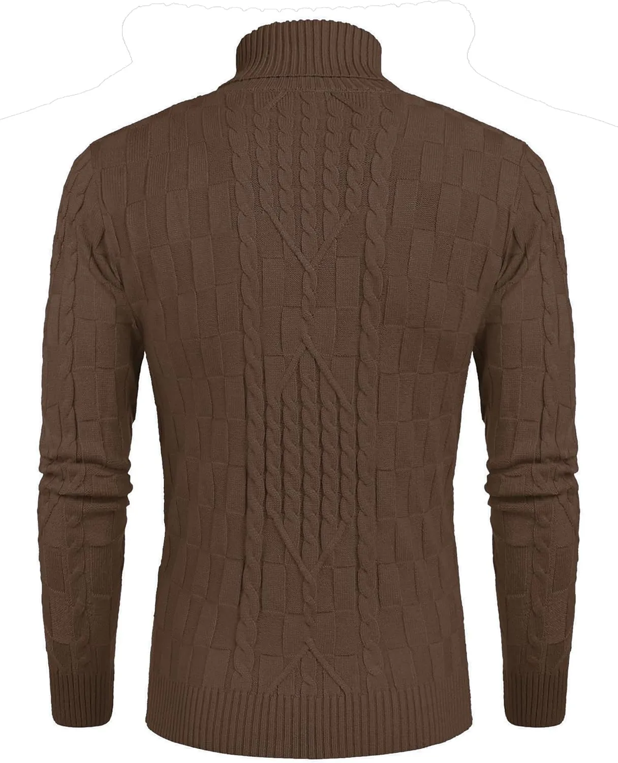 COOFANDY Men's Slim Fit Turtleneck Sweater Casual Cable Knit Pullover Sweaters