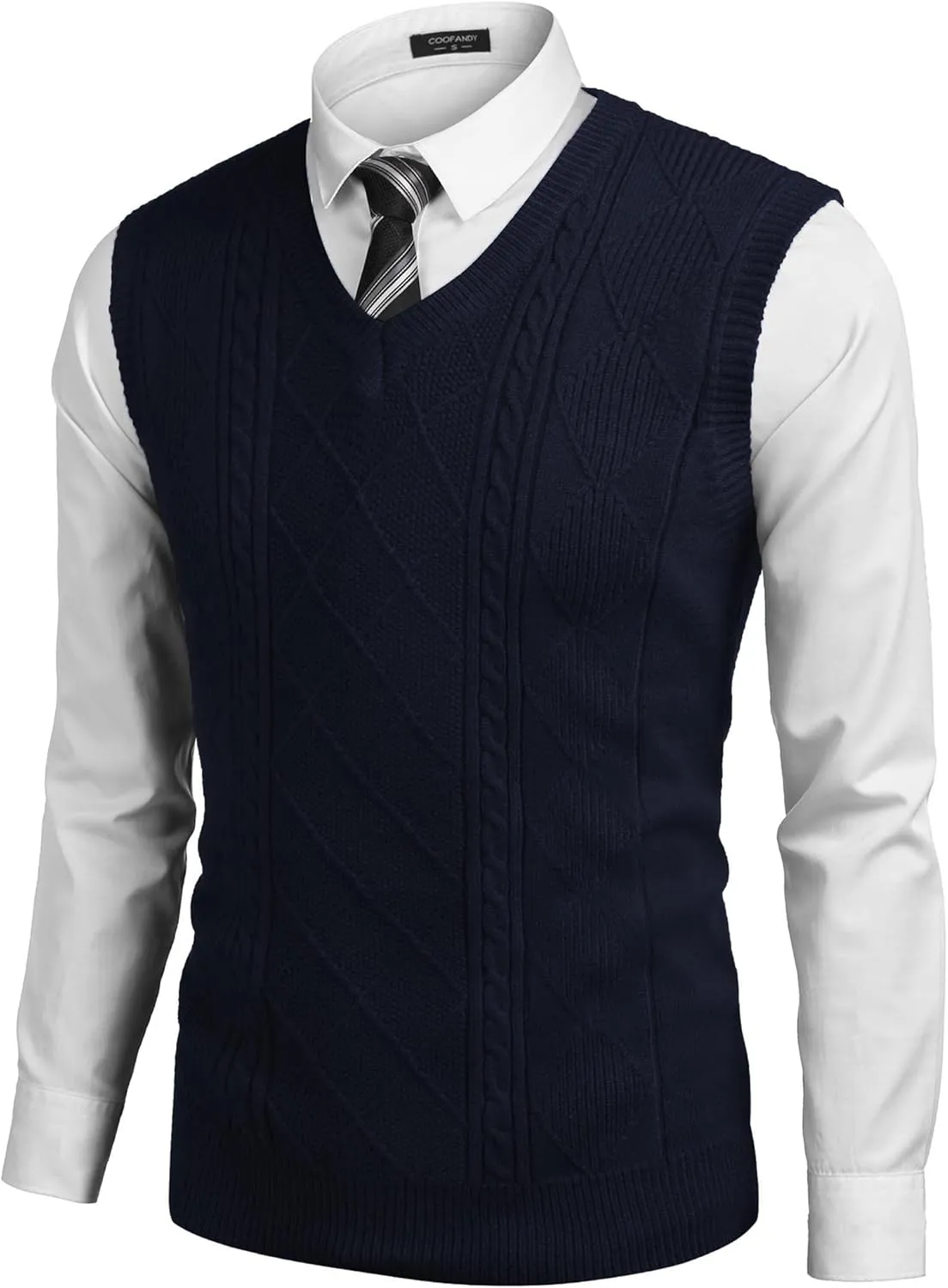 COOFANDY Men's Sweater Vest V Neck Pullover Sweater Sleeveless Knit Casual Slim Fit Vest