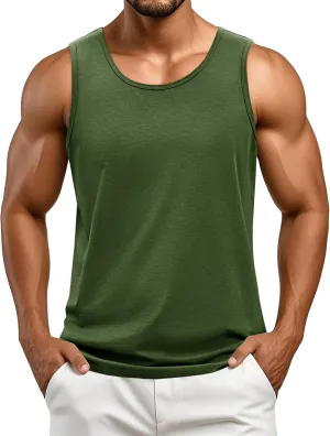 Cotrasen Men's Tank Top UPF 50  Cotton Sleeveless Shirt Moisture Wicking Bodybuilding Gym Workout Shirts Cooling Muscle Tee