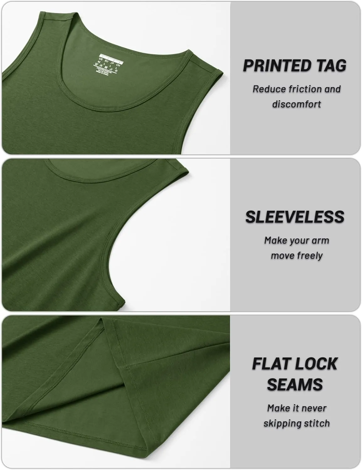 Cotrasen Men's Tank Top UPF 50  Cotton Sleeveless Shirt Moisture Wicking Bodybuilding Gym Workout Shirts Cooling Muscle Tee