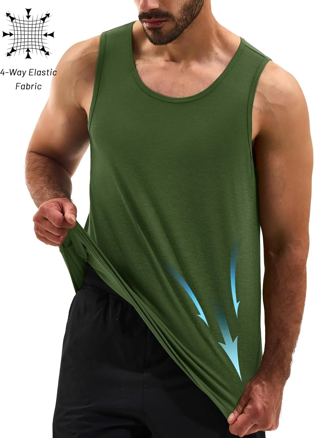 Cotrasen Men's Tank Top UPF 50  Cotton Sleeveless Shirt Moisture Wicking Bodybuilding Gym Workout Shirts Cooling Muscle Tee