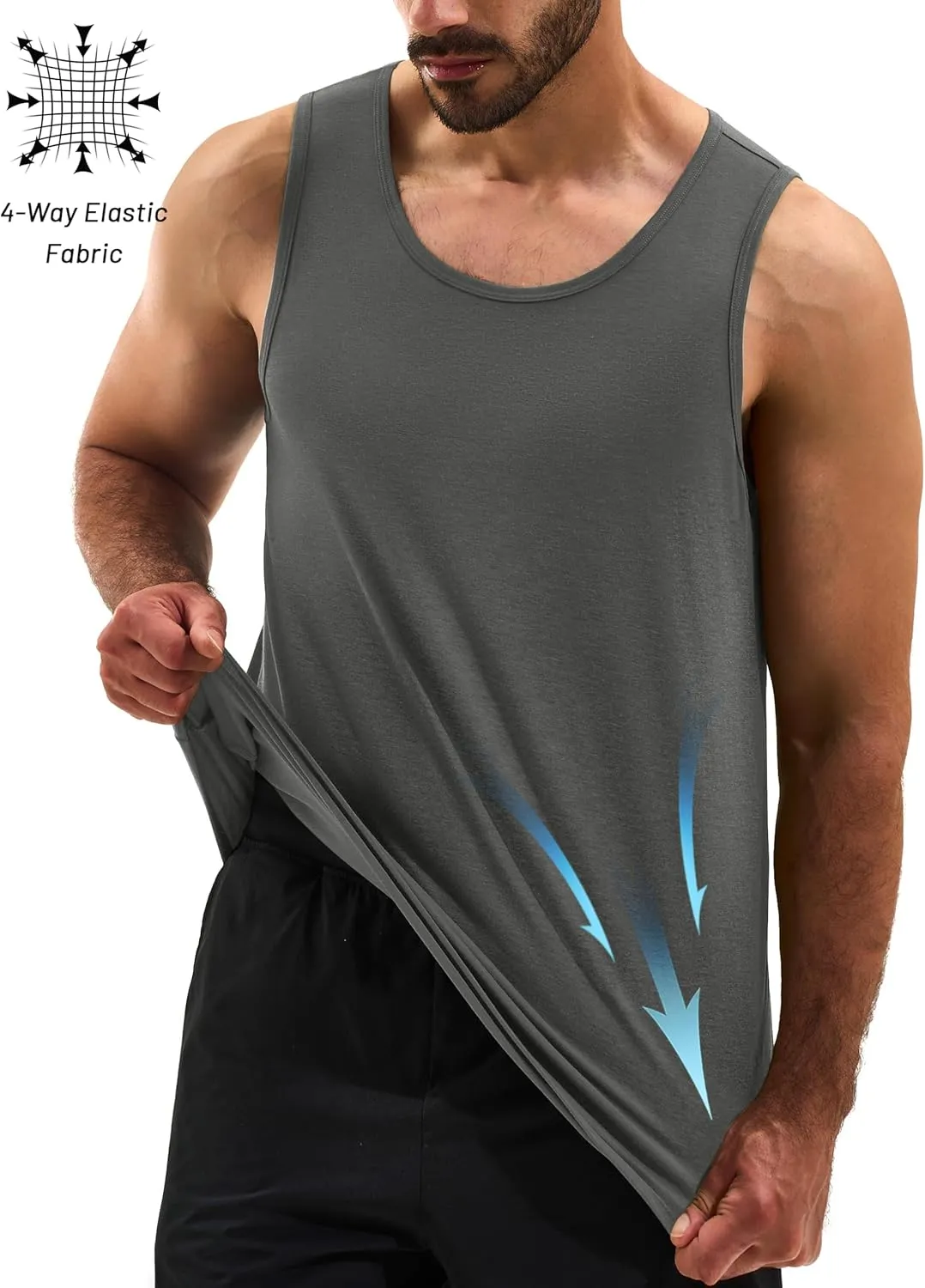 Cotrasen Men's Tank Top UPF 50  Cotton Sleeveless Shirt Moisture Wicking Bodybuilding Gym Workout Shirts Cooling Muscle Tee