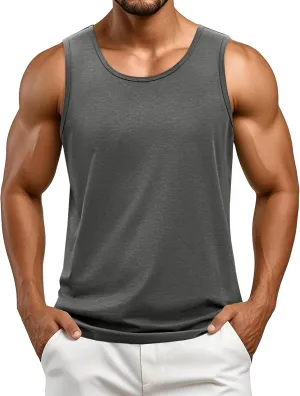 Cotrasen Men's Tank Top UPF 50  Cotton Sleeveless Shirt Moisture Wicking Bodybuilding Gym Workout Shirts Cooling Muscle Tee