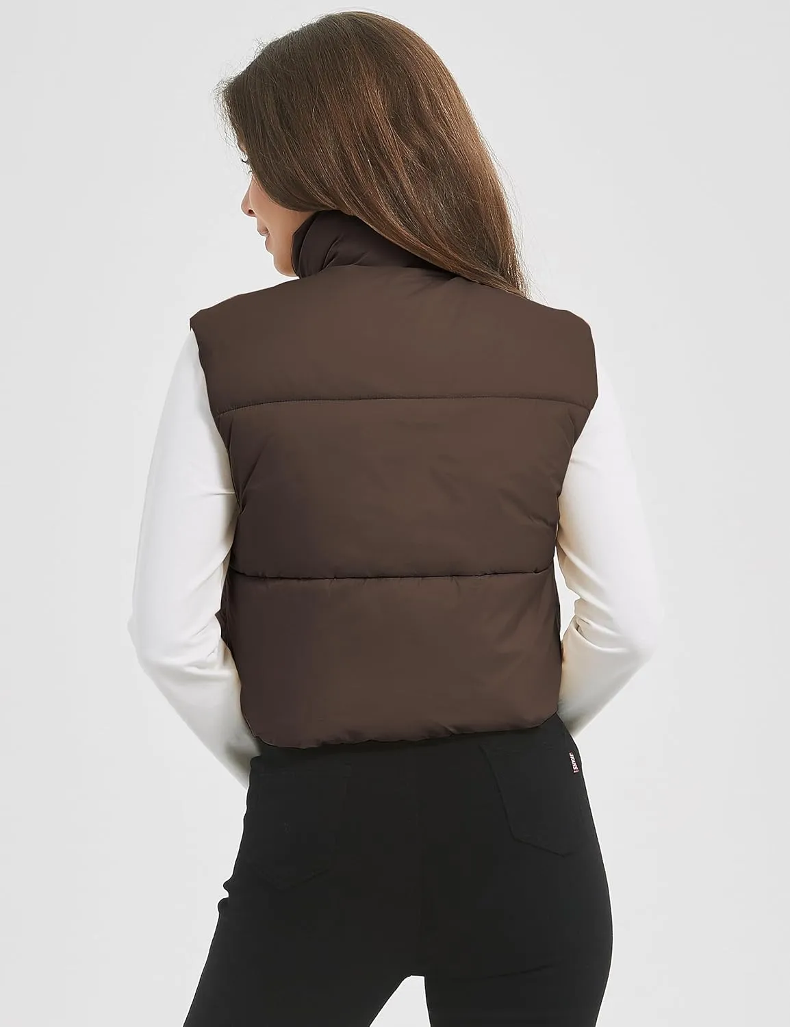 COZYPOIN Cropped Puffer Vest Womens Stand Collar Sleeveless Lightweight Padded Jacket Winter Warm Down Vests Jacket