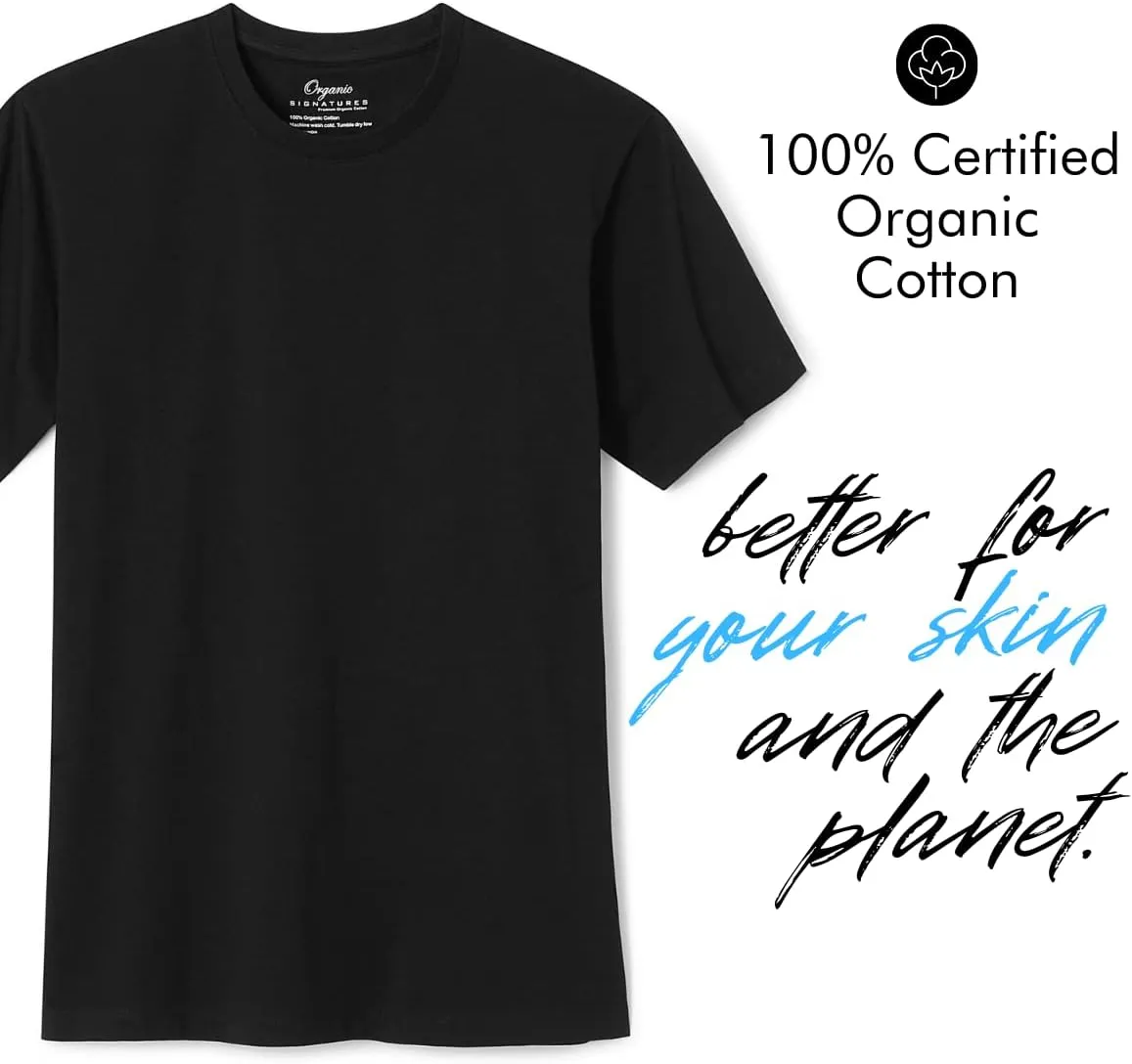 Crewneck 100% Certified Organic Cotton, Soft Shirts for Men