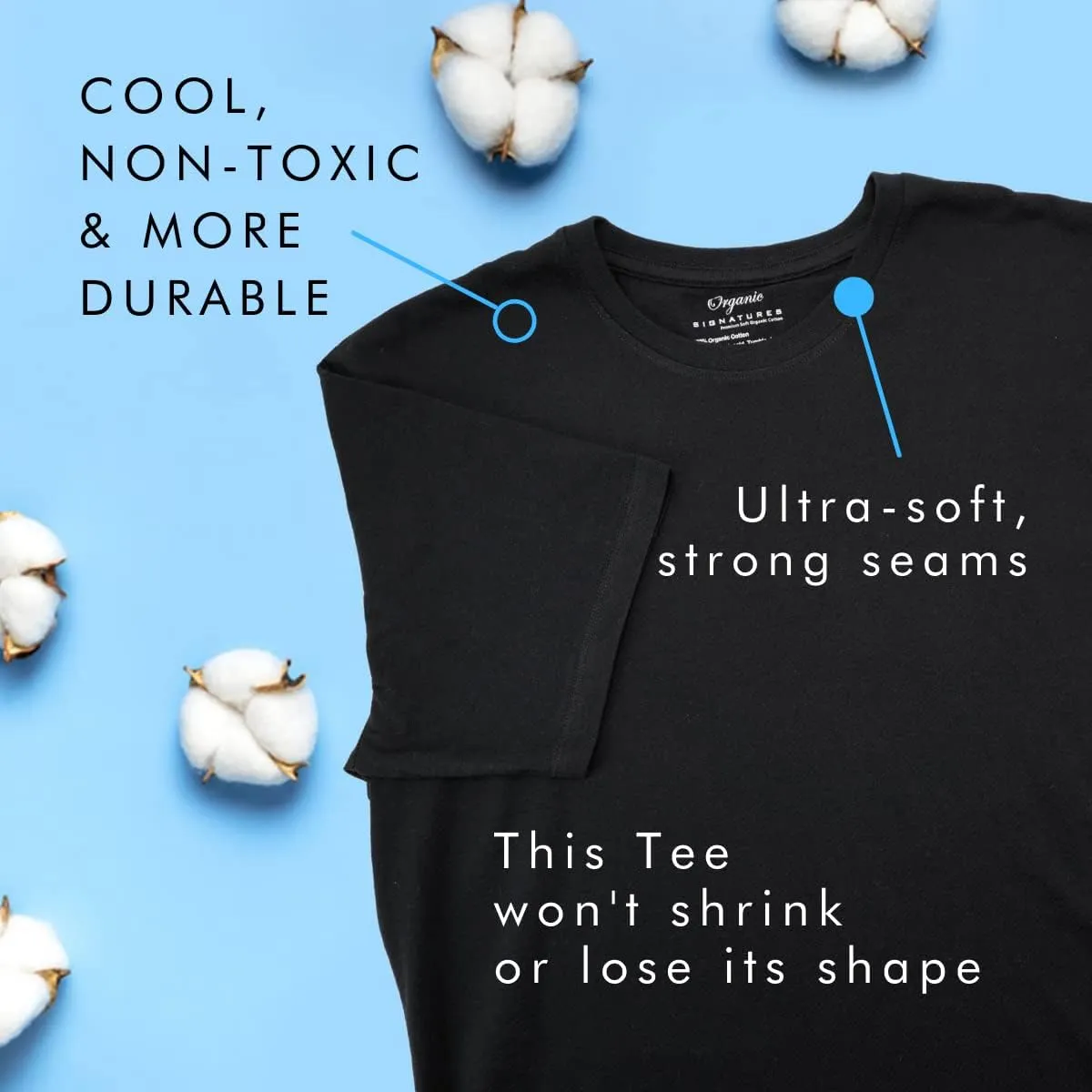 Crewneck 100% Certified Organic Cotton, Soft Shirts for Men