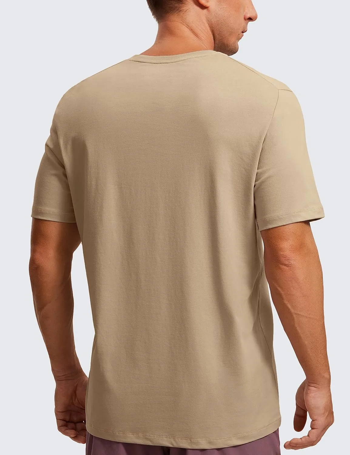 CRZ YOGA Men's Cotton Polyester Short Sleeve T-Shirt Classic Fit Casual Workout Tops Soft Premium Tee