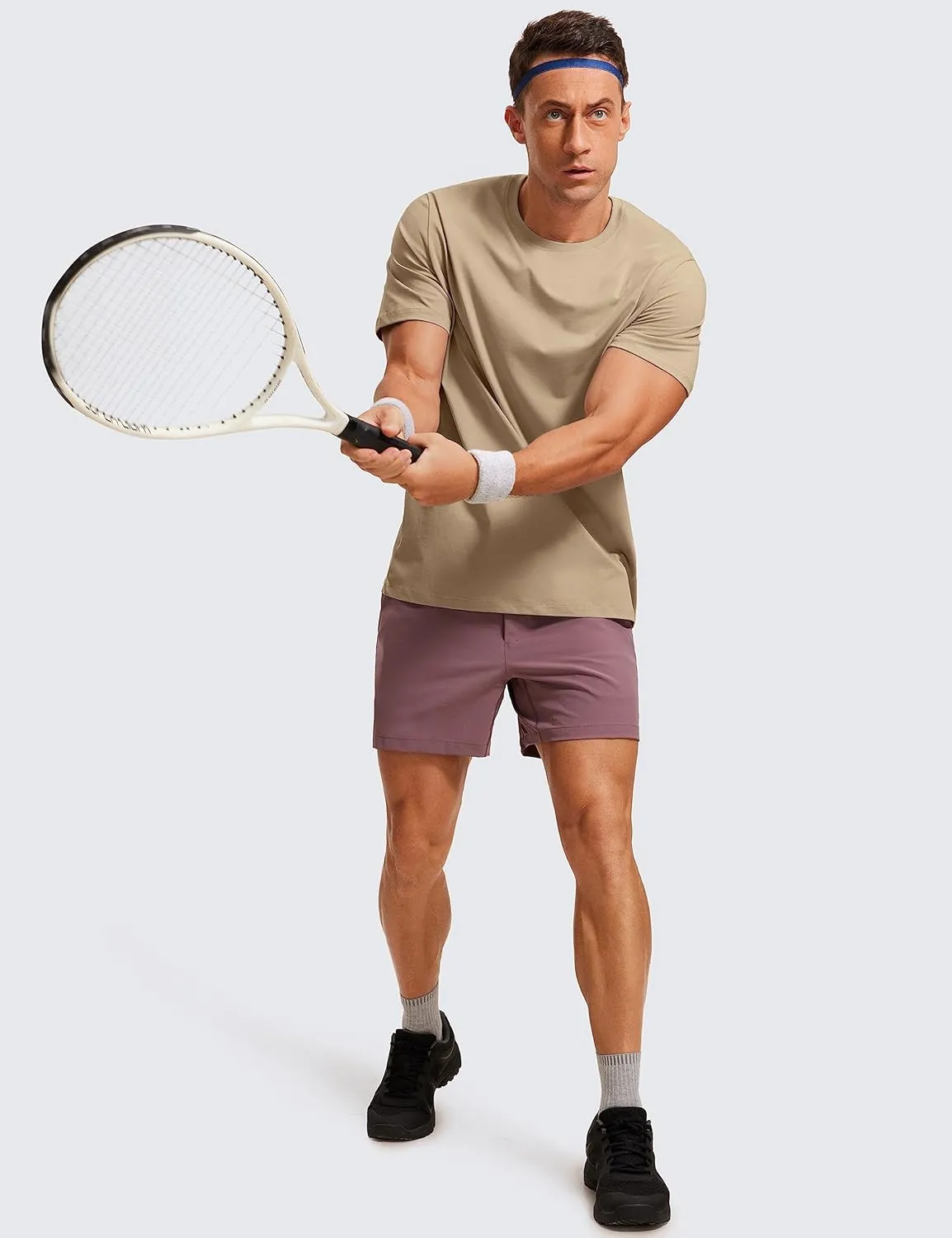 CRZ YOGA Men's Cotton Polyester Short Sleeve T-Shirt Classic Fit Casual Workout Tops Soft Premium Tee