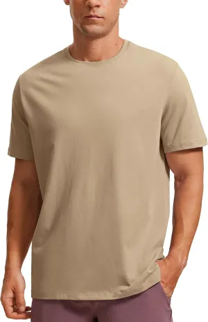 CRZ YOGA Men's Cotton Polyester Short Sleeve T-Shirt Classic Fit Casual Workout Tops Soft Premium Tee