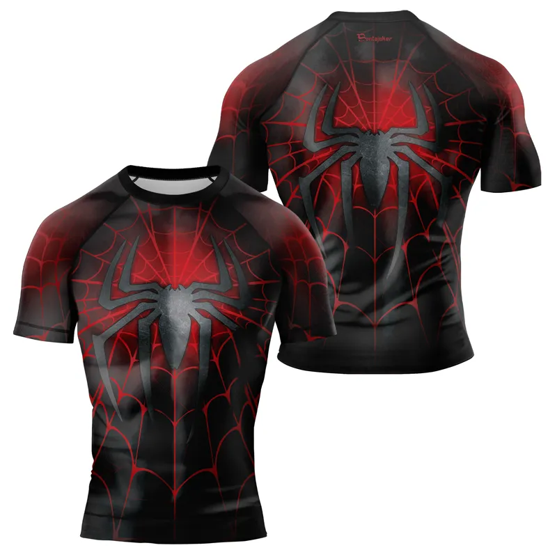 Dark Grey Spider Men's Short Sleeve Rash Guard