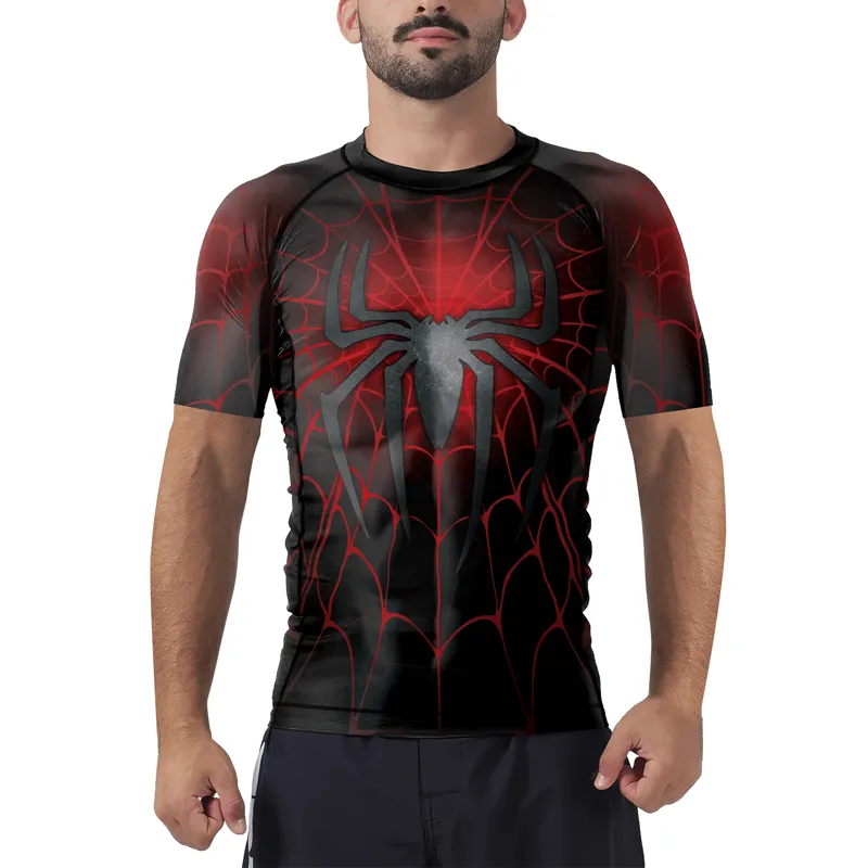 Dark Grey Spider Men's Short Sleeve Rash Guard