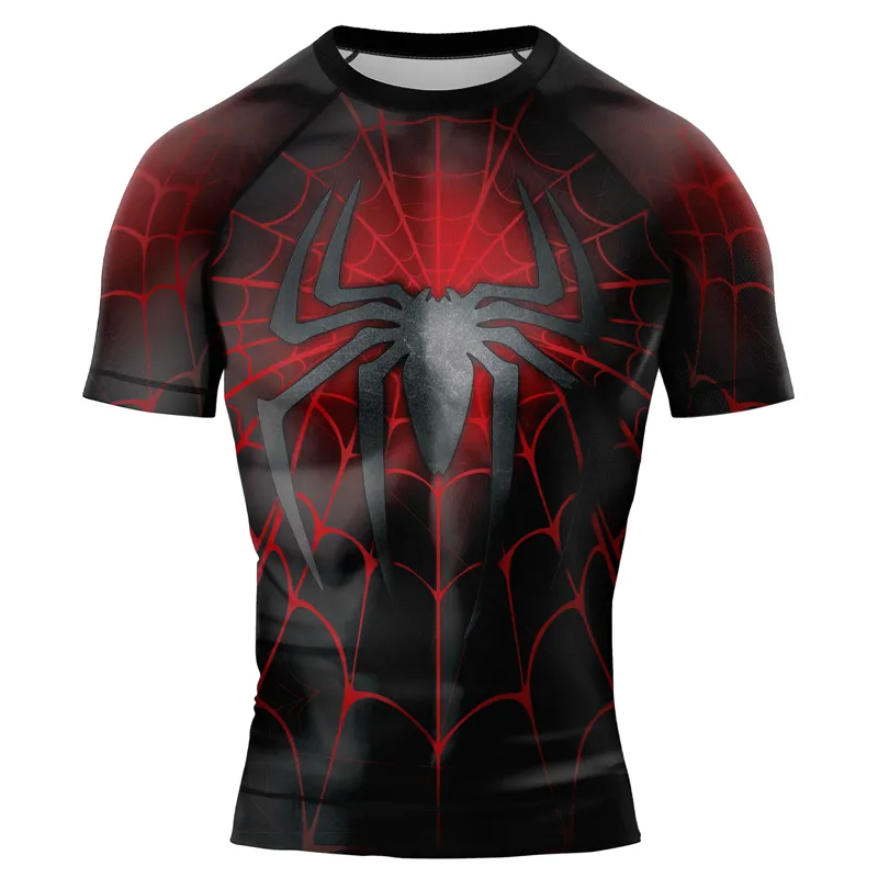 Dark Grey Spider Men's Short Sleeve Rash Guard