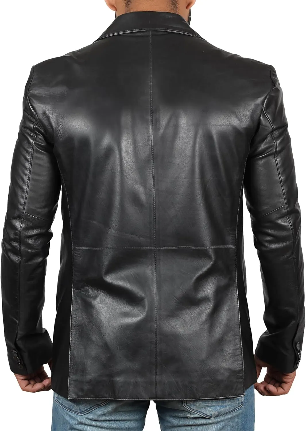 Decrum Leather Blazer for Men - Real Lambskin Coat Style Casual Mens Blazer Jacket