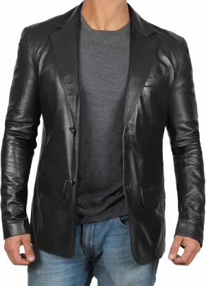 Decrum Leather Blazer for Men - Real Lambskin Coat Style Casual Mens Blazer Jacket