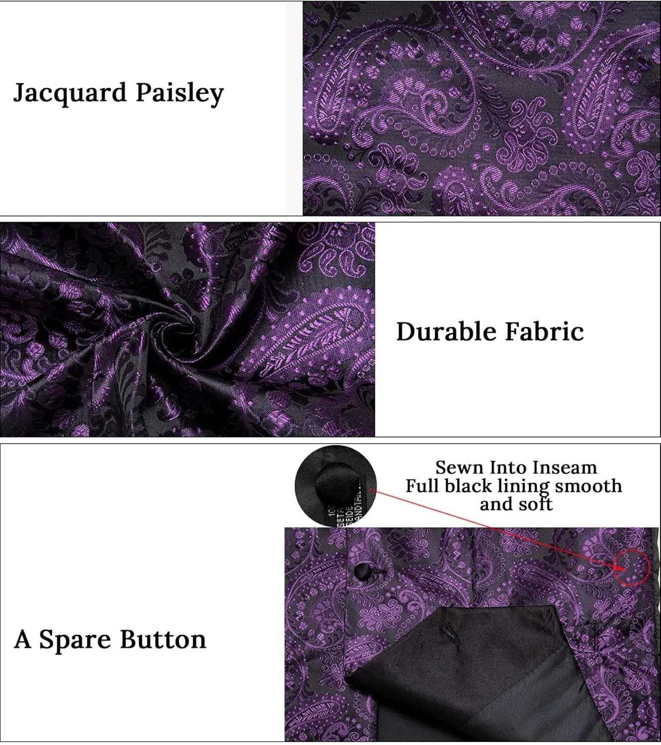 DiBanGu Mens Paisley Suit Vest Silk Jacquard Waistcoat and Necktie Set Formal Shawl Collar Dress Vest 7PCS for Wedding Party