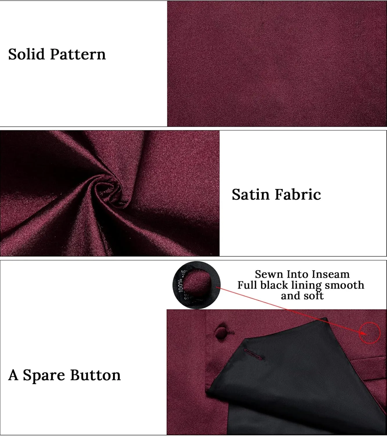 DiBanGu Mens Satin Vest and Bowtie Lapel Pin Set for Suit or Tuxedo,Solid Dress Waistcoat & Pre-tied Bowtie for Wedding Party