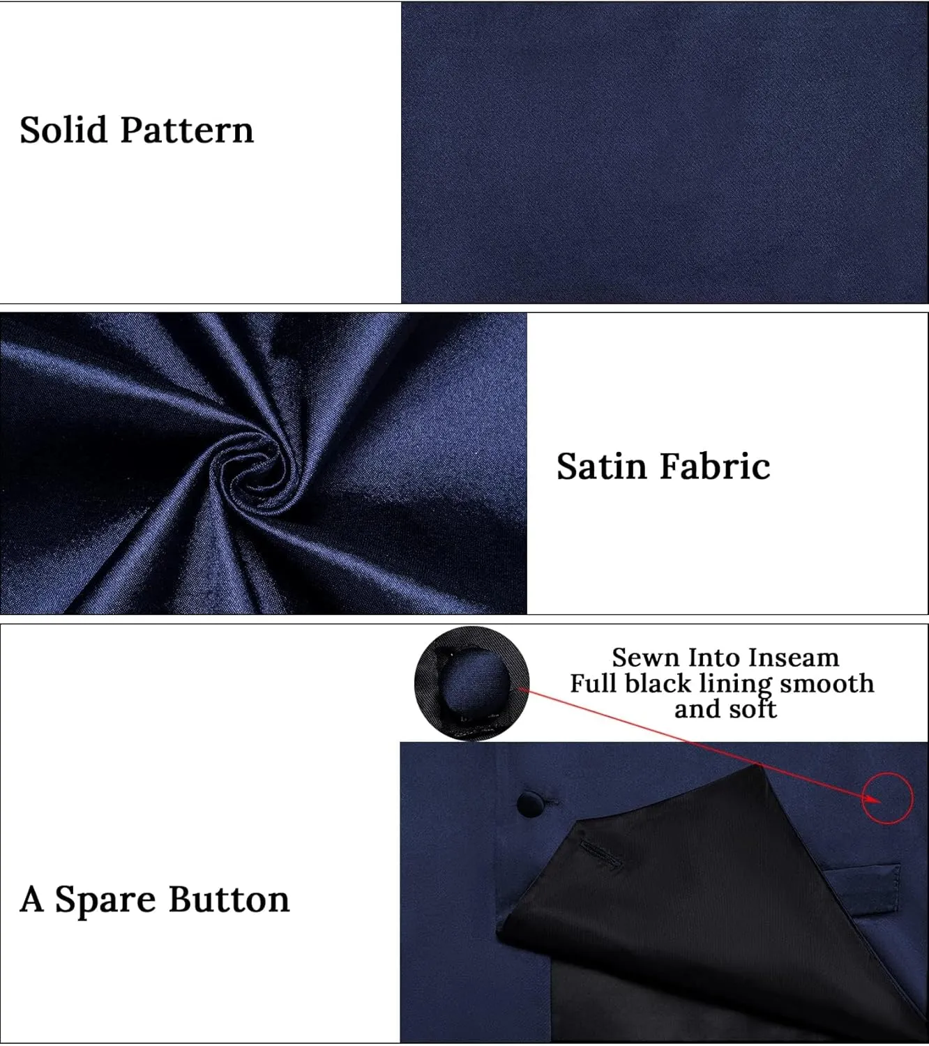 DiBanGu Mens Satin Vest and Bowtie Lapel Pin Set for Suit or Tuxedo,Solid Dress Waistcoat & Pre-tied Bowtie for Wedding Party