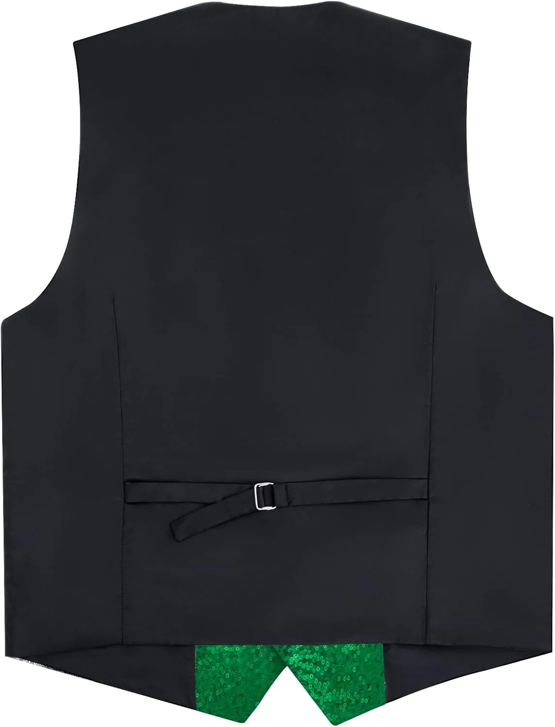 DiBanGu Mens Sequin Vest Casual V-neck Shiny Waistcoat Tie and Pocket Square Set Sharkly Solid Dress Vest for Prom Party