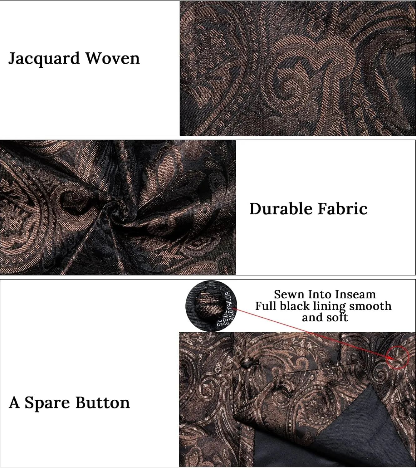 DiBanGu Mens Vest Tie Set 7PCS Silk Paisley Suit Waistcoat and Necktie Hankerchief Cufflinks Lapel Pin Set for Wedding Party