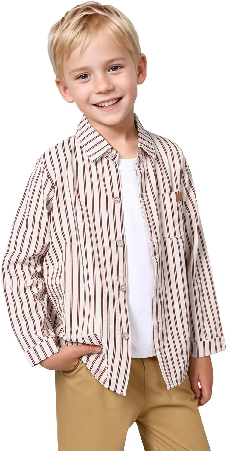 DISAUR Boys Dress Shirts Toddler Boy Button Down Shirt Long Sleeve Removable Bow Tie Button Up Shirt White Formal Graduation