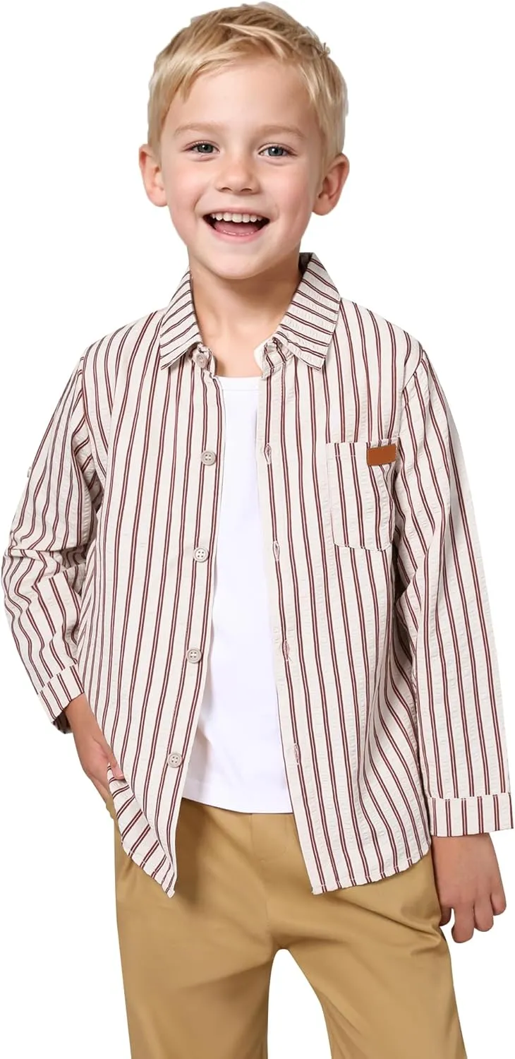 DISAUR Boys Dress Shirts Toddler Boy Button Down Shirt Long Sleeve Removable Bow Tie Button Up Shirt White Formal Graduation