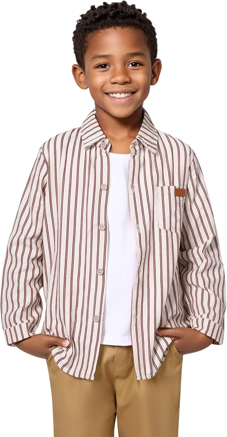 DISAUR Boys Dress Shirts Toddler Boy Button Down Shirt Long Sleeve Removable Bow Tie Button Up Shirt White Formal Graduation