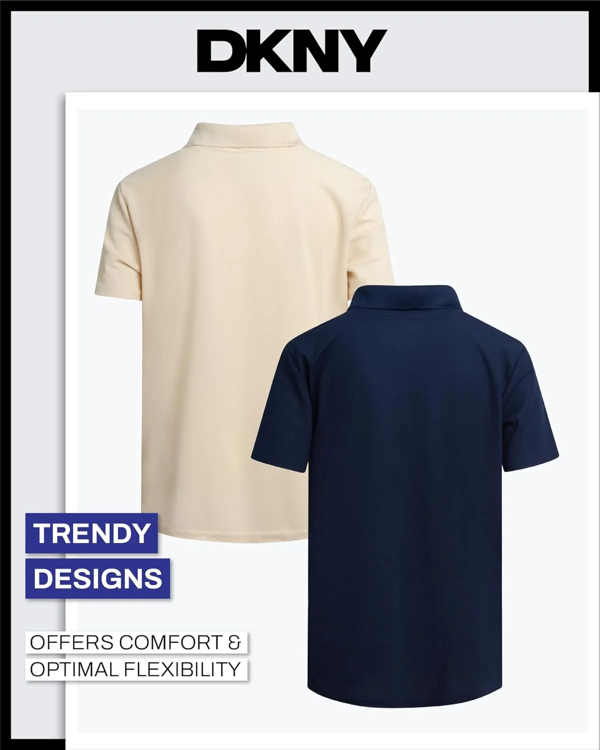DKNY Boys' Polo Shirt - 2 Pack Active Short Sleeve School Uniform Golf Shirts for Boys, Quick Dry Performance Fabric (8-20)