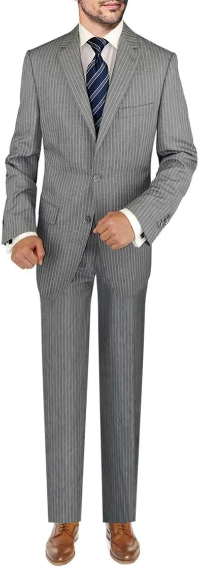 DTI BB Signature Italian Men's 3 Piece Wool Suit Set Jacket Pant Extra Trousers