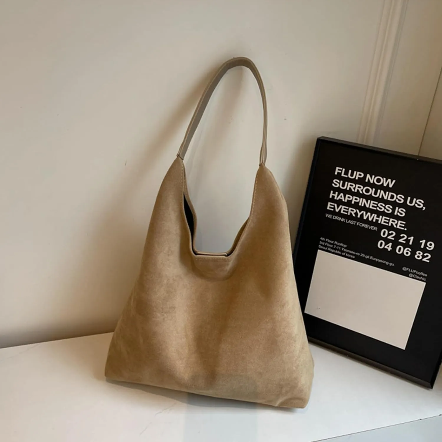 Durable Suede Hobo Bag for Women Vegan Leather Shoulder Handbag Spacious Slouchy Crossbody Tote Office Purse Mothers Day Gift