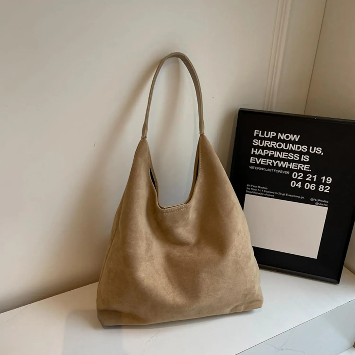 Durable Suede Hobo Bag for Women Vegan Leather Shoulder Handbag Spacious Slouchy Crossbody Tote Office Purse Mothers Day Gift