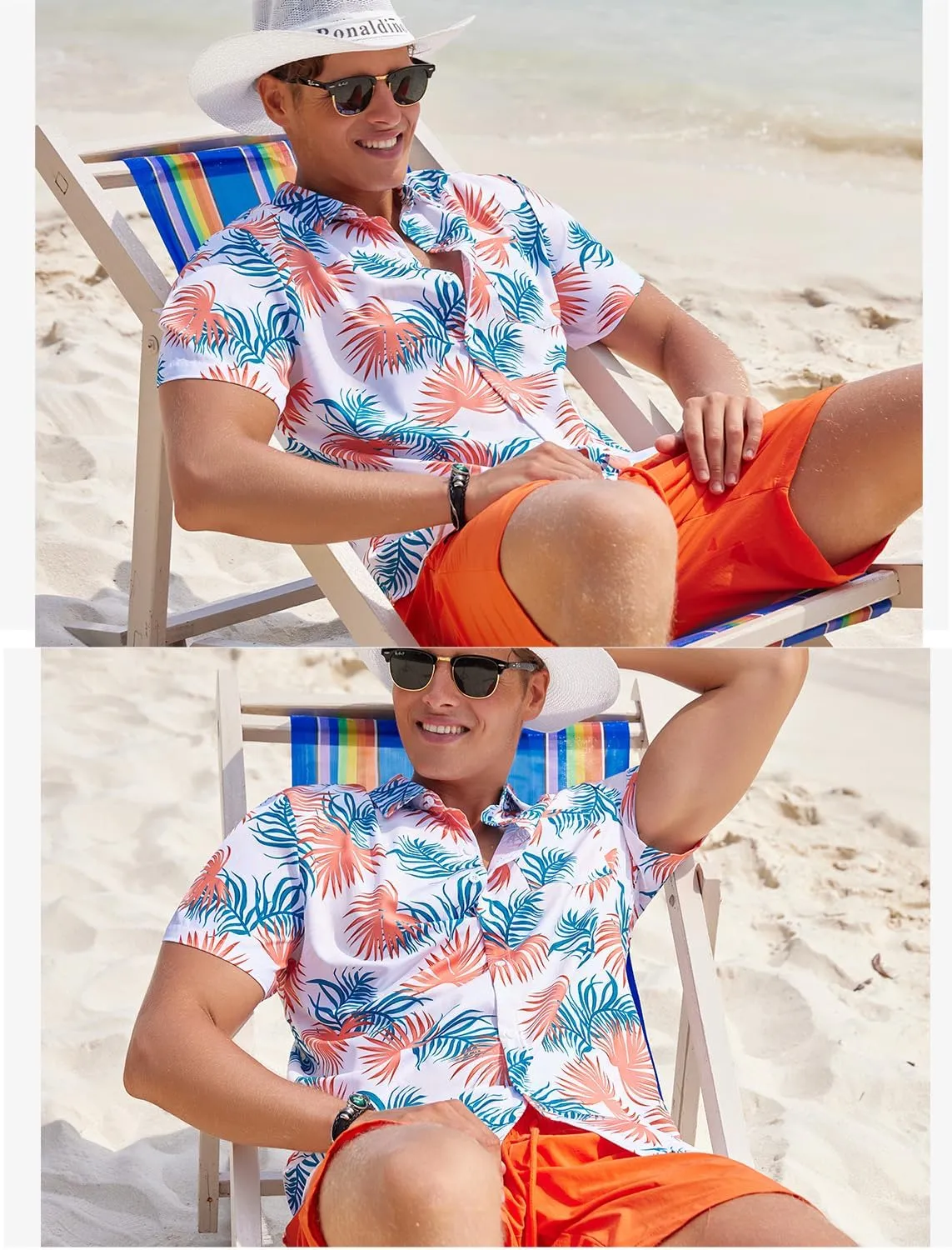 EISHOPEER Men's Flower Shirt Hawaiian Sets Casual Button Down Short Sleeve Shirt and Solid Quick Dry Beach Shorts S-3XL