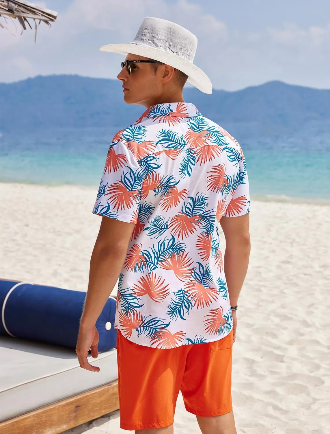 EISHOPEER Men's Flower Shirt Hawaiian Sets Casual Button Down Short Sleeve Shirt and Solid Quick Dry Beach Shorts S-3XL
