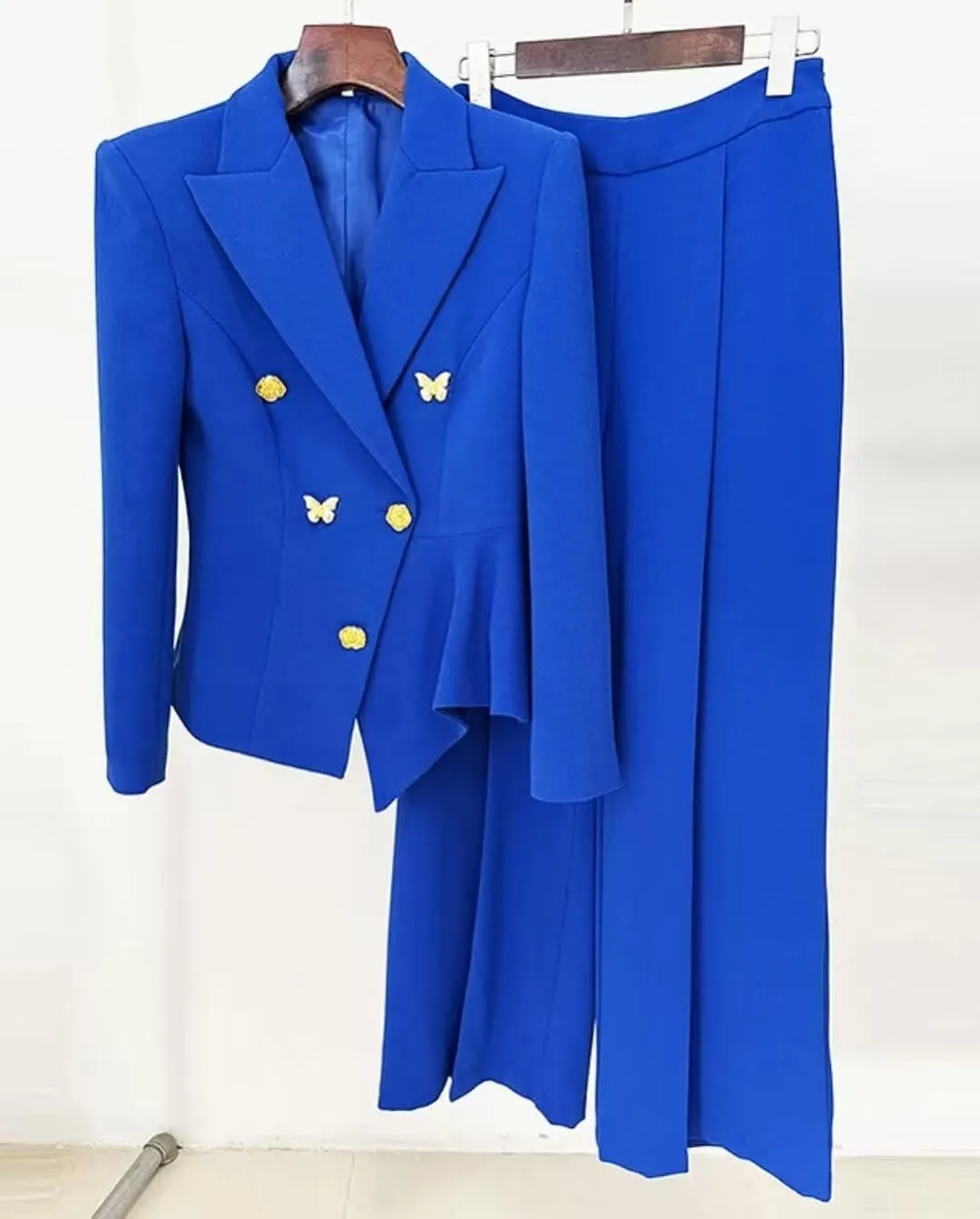 Elegant Suits for Women 2 Piece Set Business Double Breasted Blazer Pants Casual Peak Lapel Prom Tuxedo for Wedding Guest