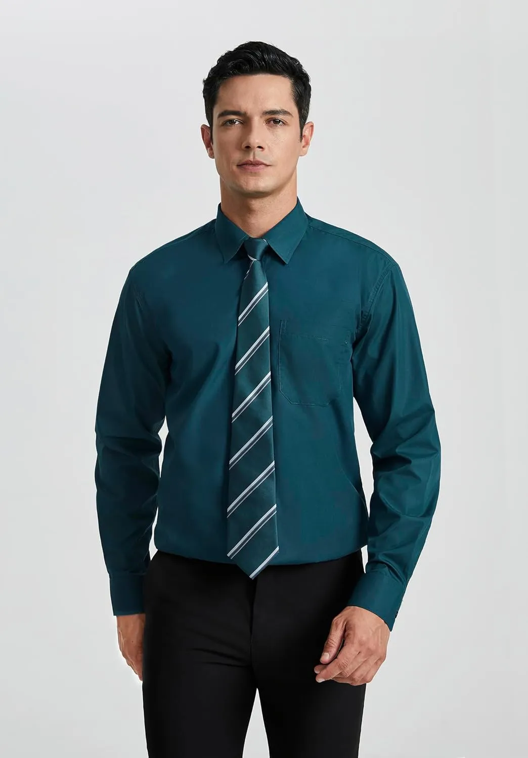 Enlision Mens Dress Shirts Long Sleeve Button Down Shirt for Men Regular Fit Business Casual Shirt and Tie Sets for Wedding