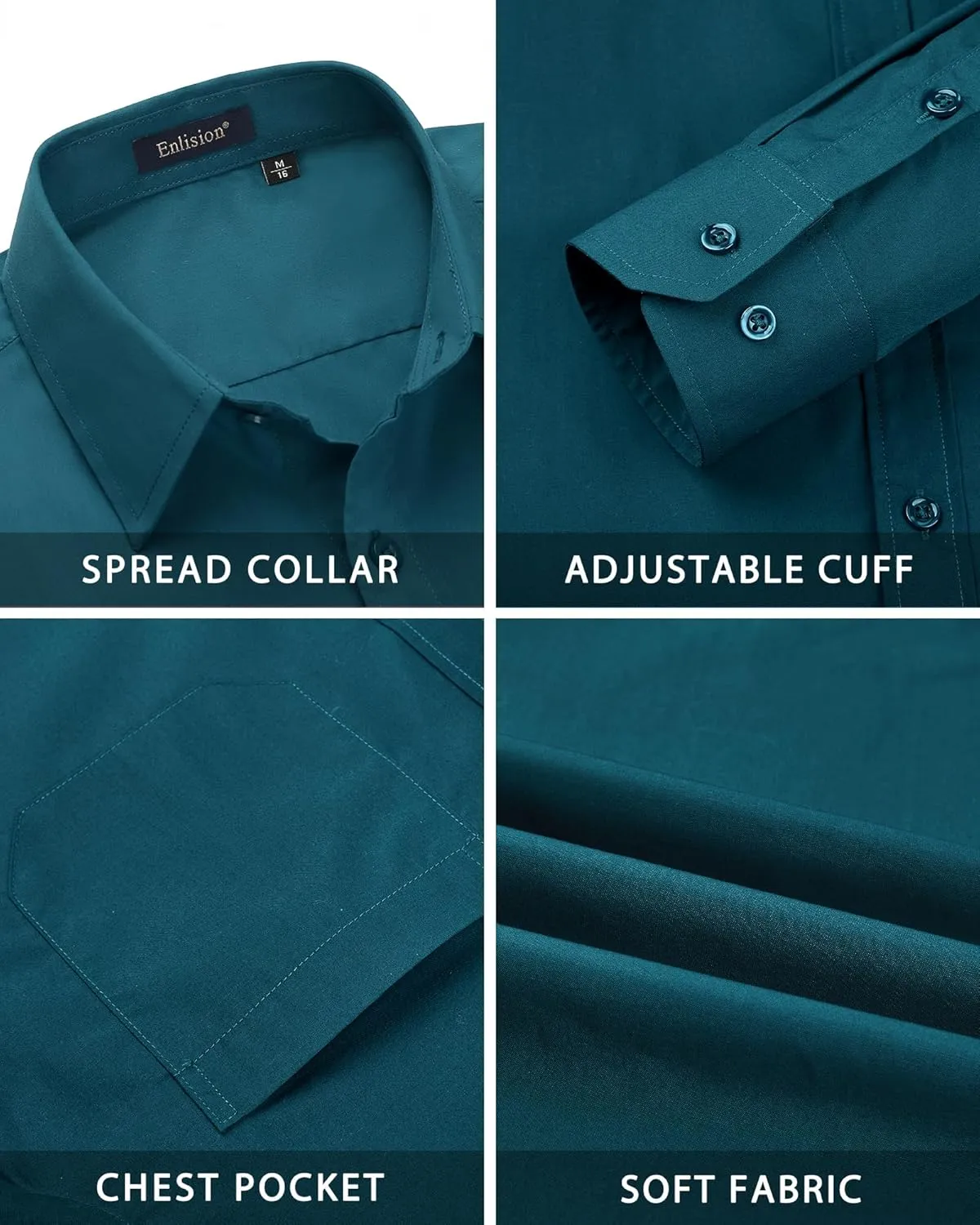 Enlision Mens Dress Shirts Long Sleeve Button Down Shirt for Men Regular Fit Business Casual Shirt and Tie Sets for Wedding