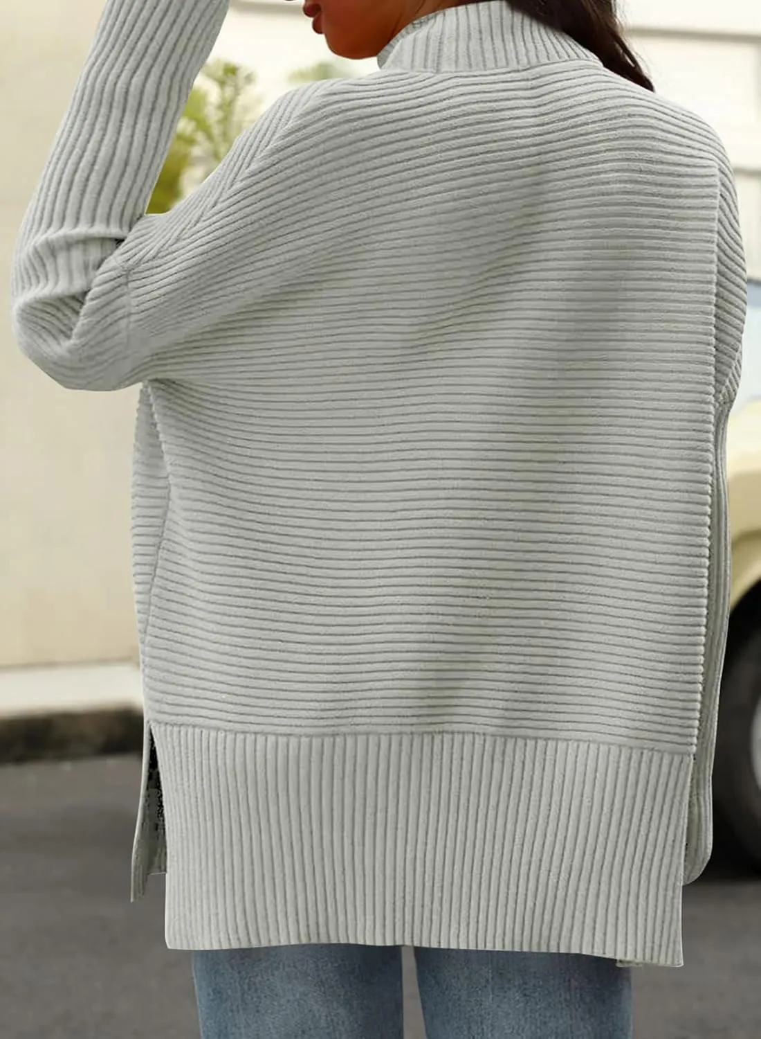 Eytino Womens Plus Size Sweaters Long Sleeve Crew Neck Split Hem Casual Oversized Ribbed Knit Tunic Pullover Tops(1X-5X)