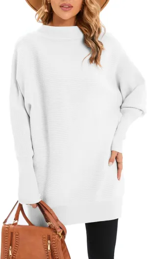 Famulily Oversized Turtleneck Sweaters for Women Batwing Dolman Long Sleeve Slouchy Tunic Turtle Necks Tops