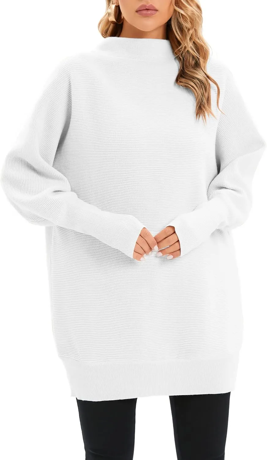 Famulily Oversized Turtleneck Sweaters for Women Batwing Dolman Long Sleeve Slouchy Tunic Turtle Necks Tops